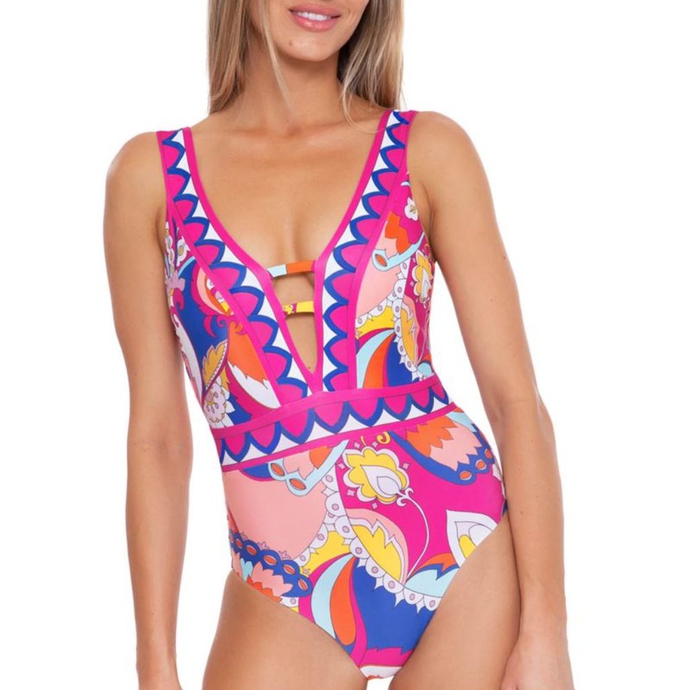 🎉Host Pic🎉🦩Trina Turk Sevilla Plunge Swimsuit 🦩 - Picture 5 of 6